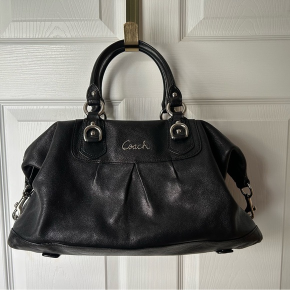 Authentic Coach “Ashley” Black Leather Women's Satchel Bag - Picture 4 of 11